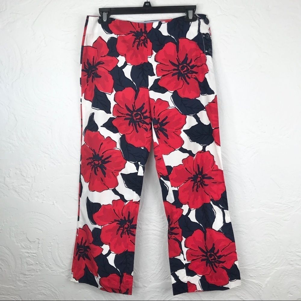 Tommy Hilfiger Red/Navy Blue,White Floral  Pants-6